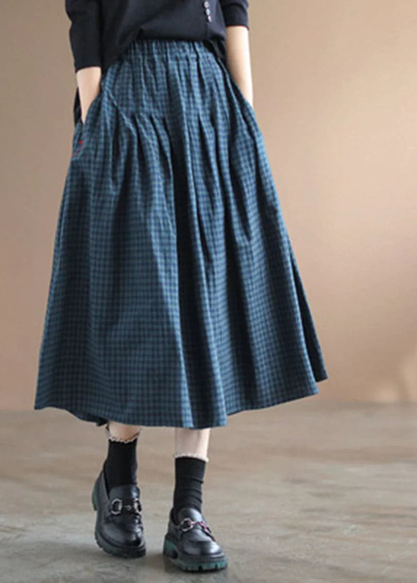 Elastic plaid skirt