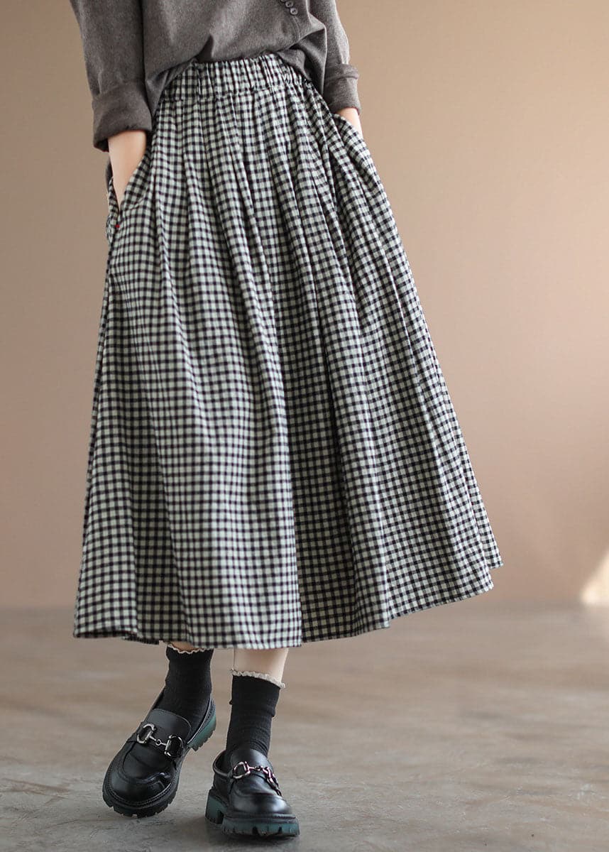 Elastic plaid skirt