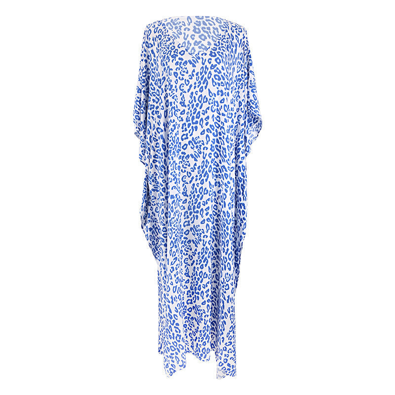 Rayon Printed Maxi Dress Beach Cover-up Vacation Robe