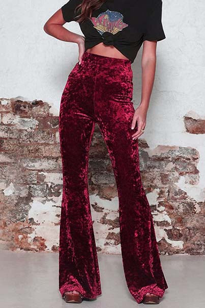 Velvet trousers with high waist