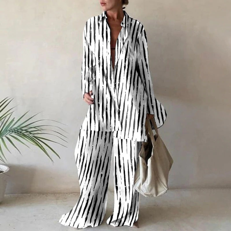 Set of loose long-sleeved blouses and matching wide pants