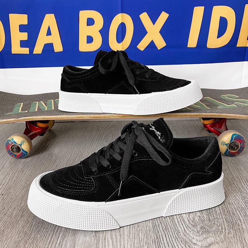 Suede lace-up sneakers with a thick sole