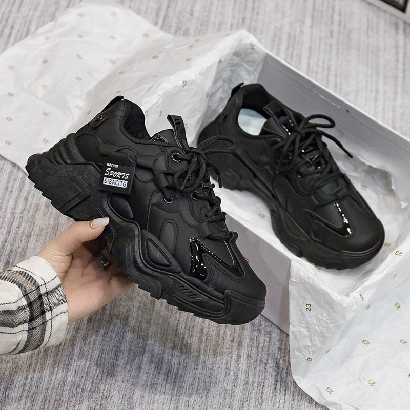 Chunky sneakers made from faux leather