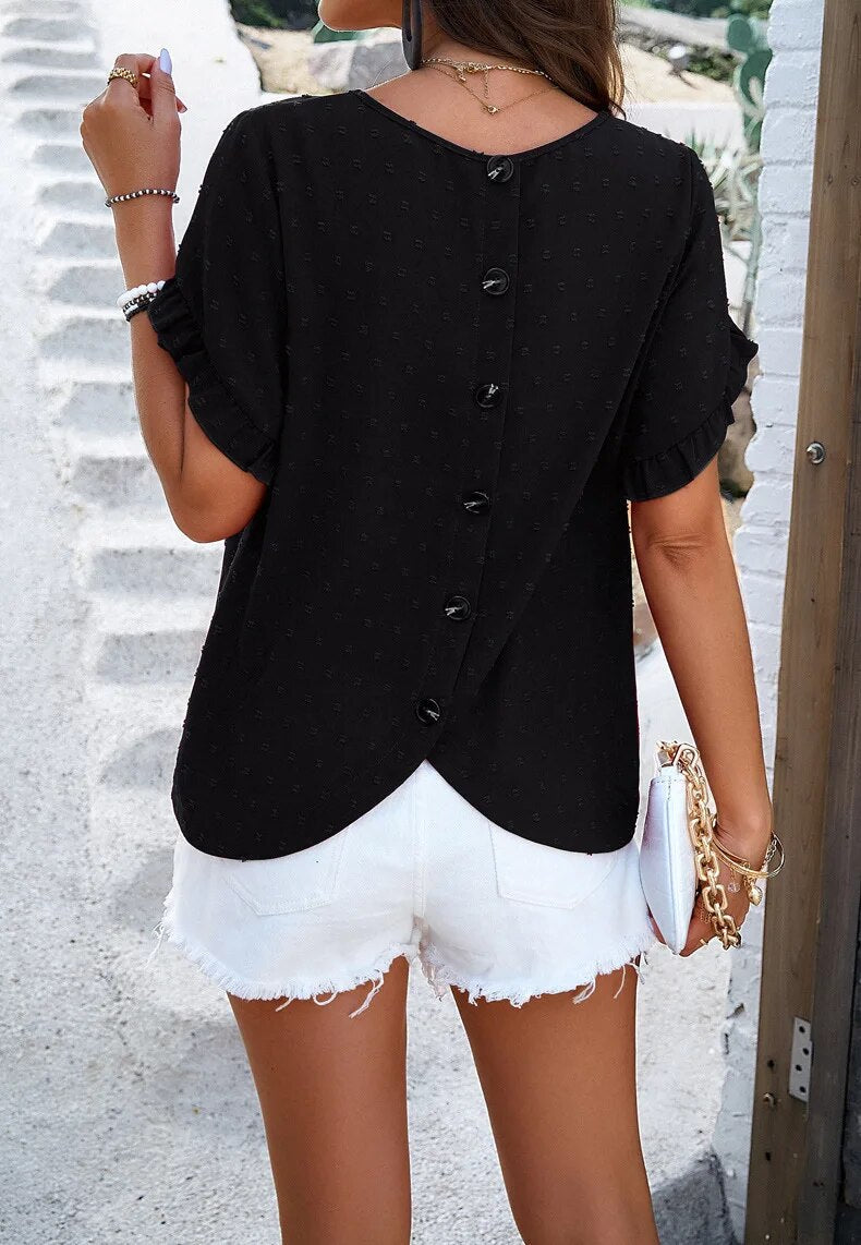 Fashionable short-sleeved sweater for women