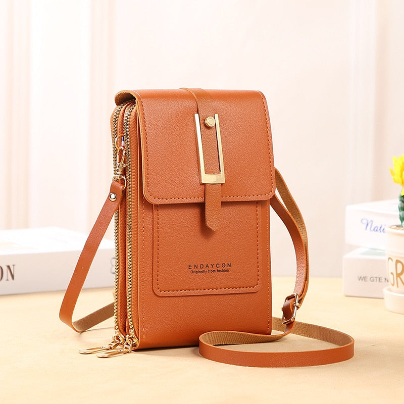 Leather smartphone clutch | ladies handbag with touchscreen window