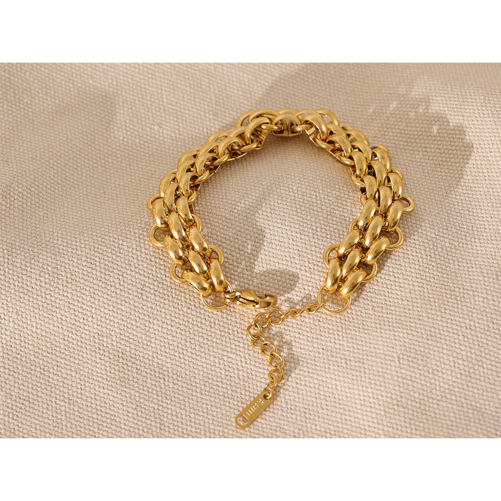 Bold Chain Happiness | Ladies stainless steel bracelet with adjustable Cuban link design