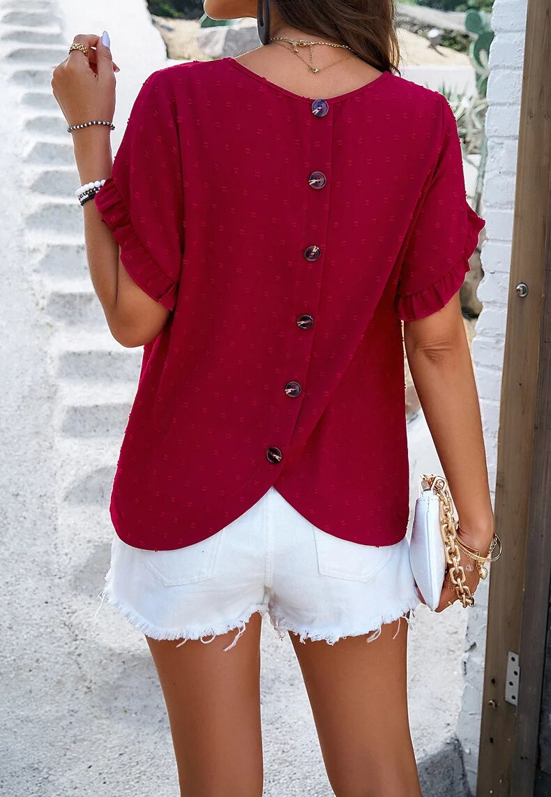 Fashionable short-sleeved sweater for women