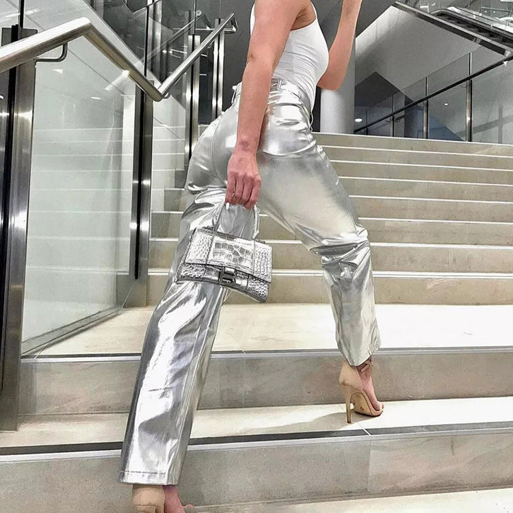 Silver metallic trousers