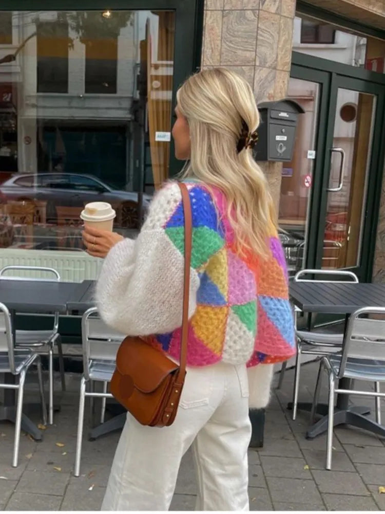 Striped open sweater