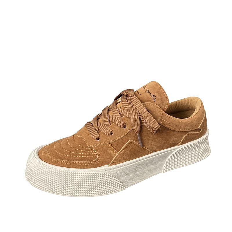 Suede lace-up sneakers with a thick sole