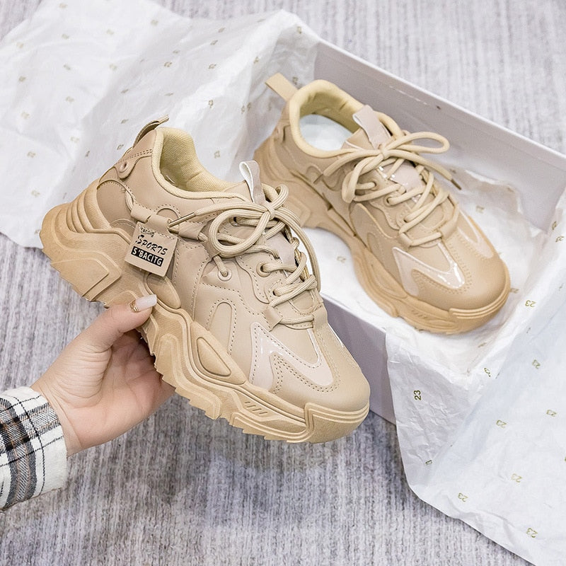 Chunky sneakers made from faux leather