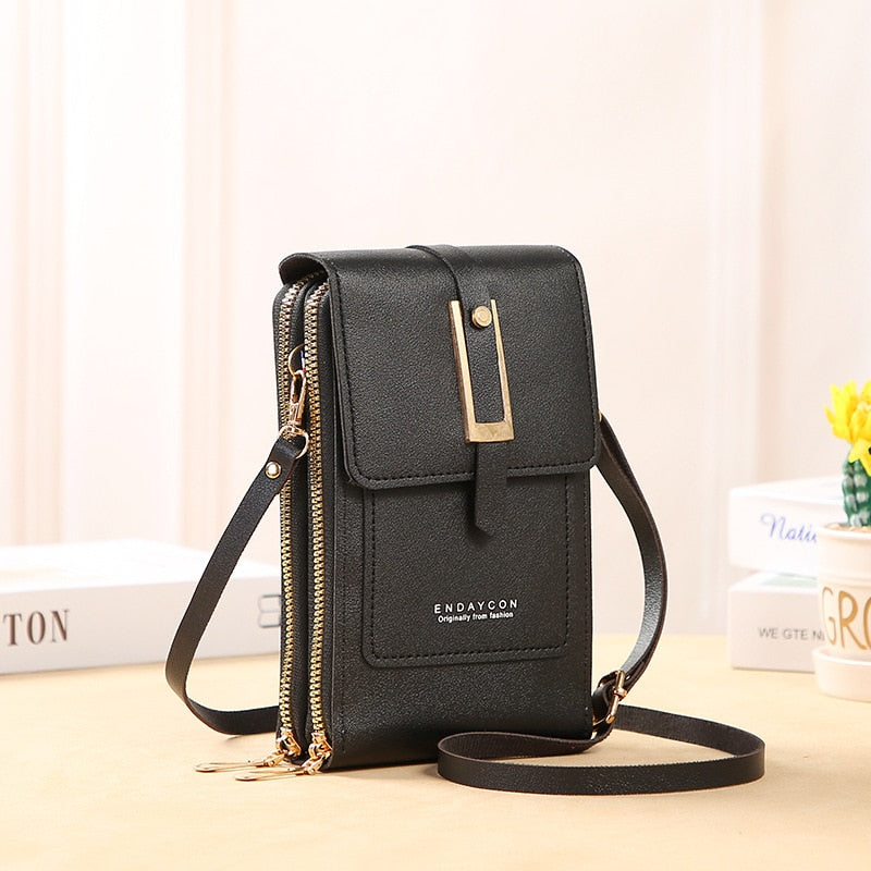 Leather smartphone clutch | ladies handbag with touchscreen window