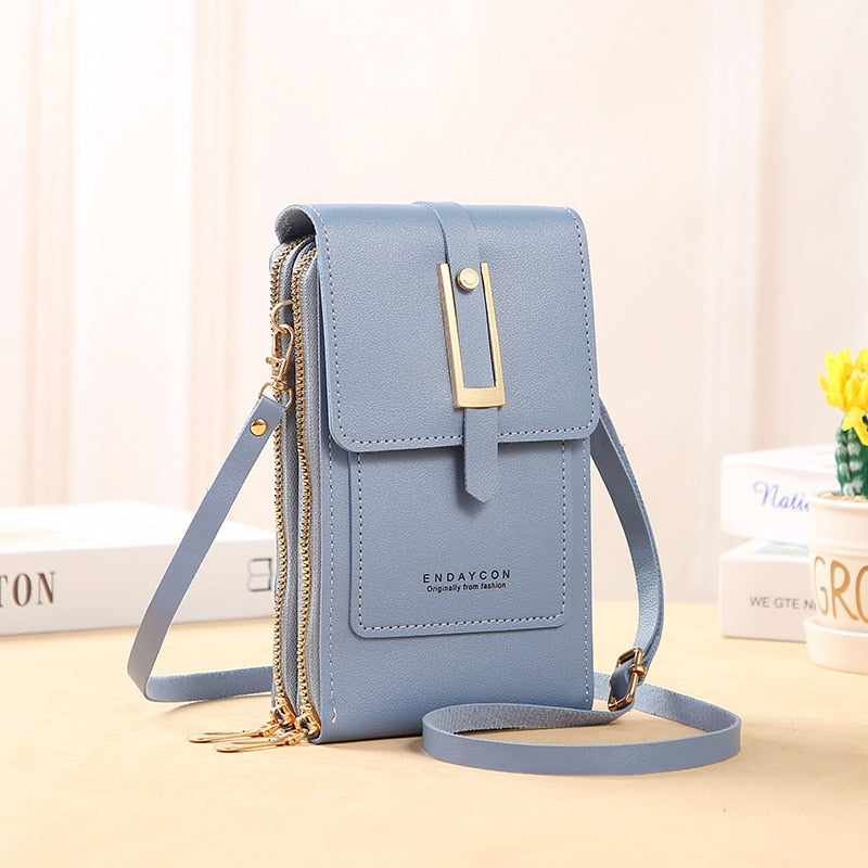 Leather smartphone clutch | ladies handbag with touchscreen window