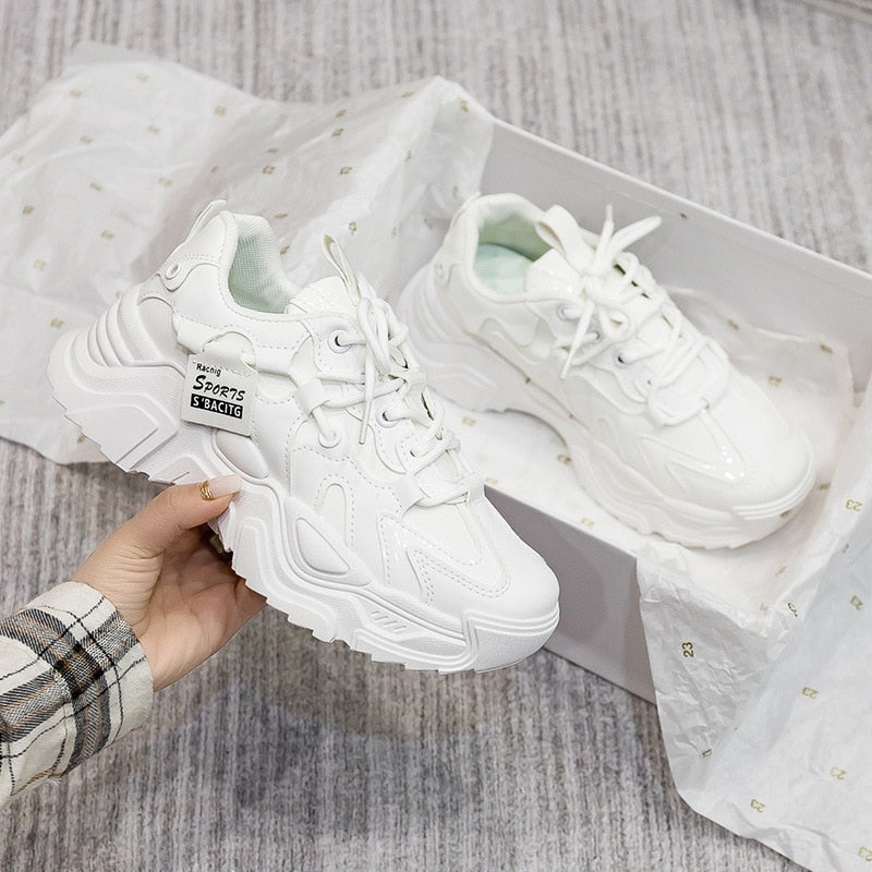 Chunky sneakers made from faux leather