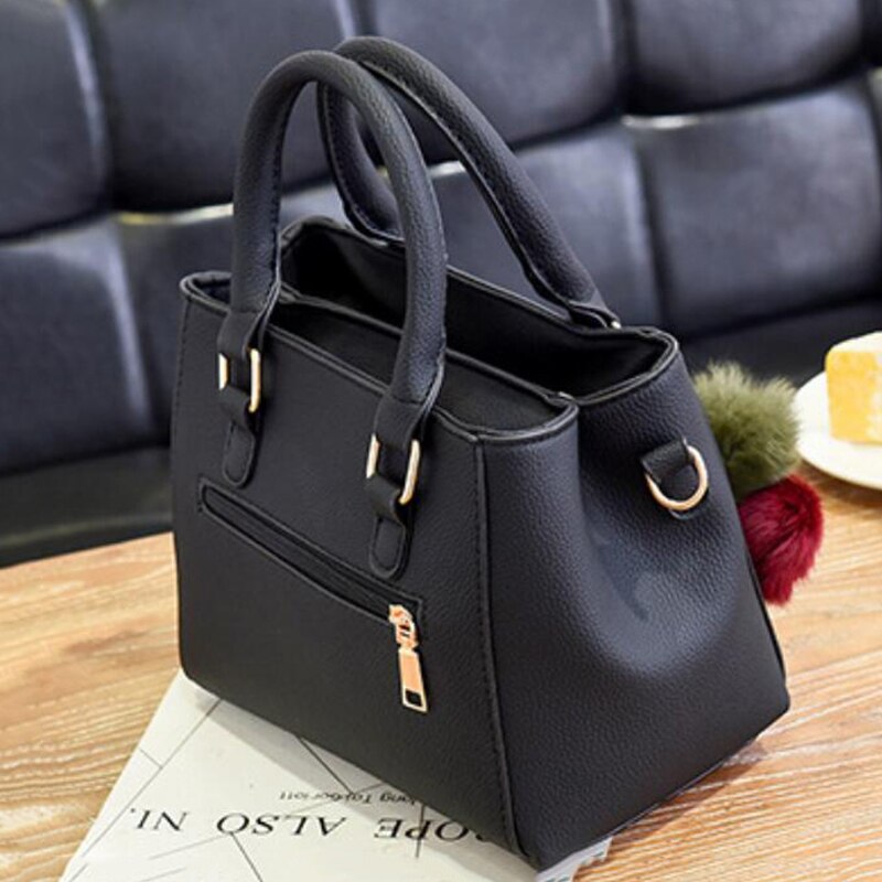Ladies' bag | leather handbag with 3 soft plush balls