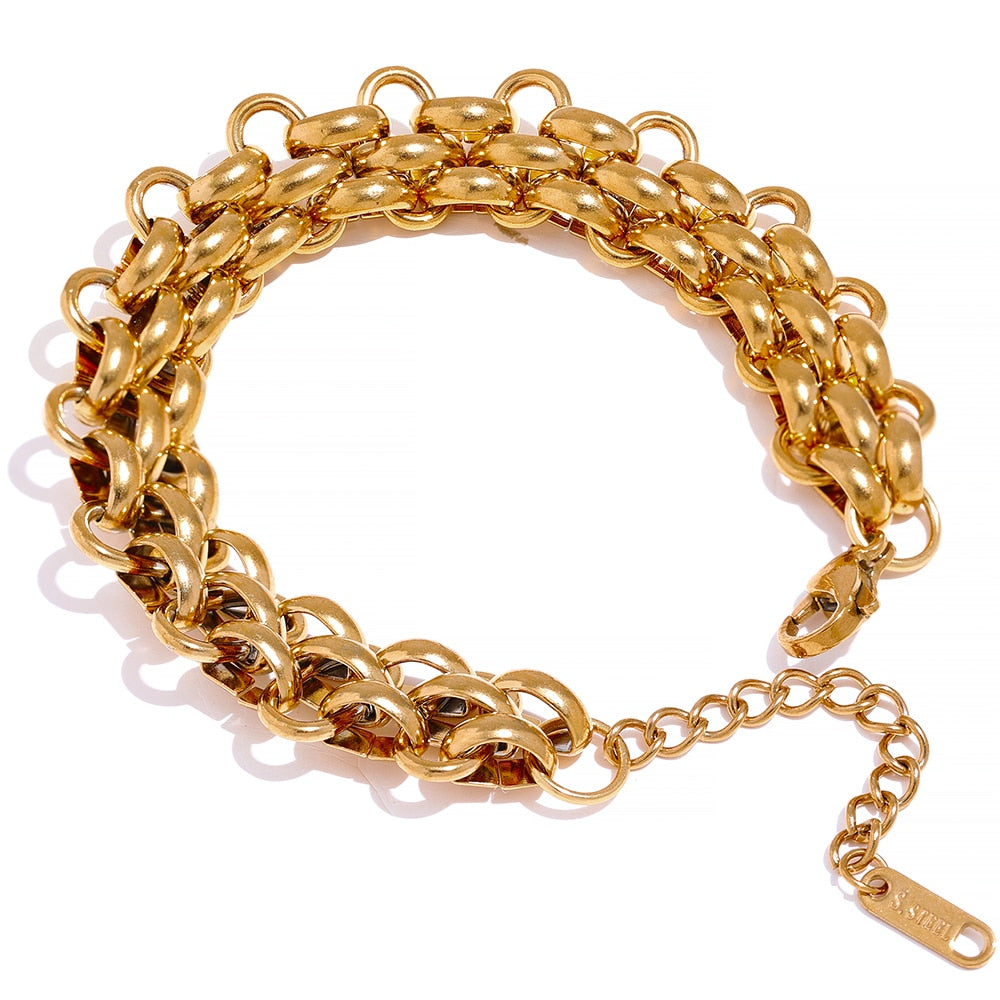 Bold Chain Happiness | Ladies stainless steel bracelet with adjustable Cuban link design