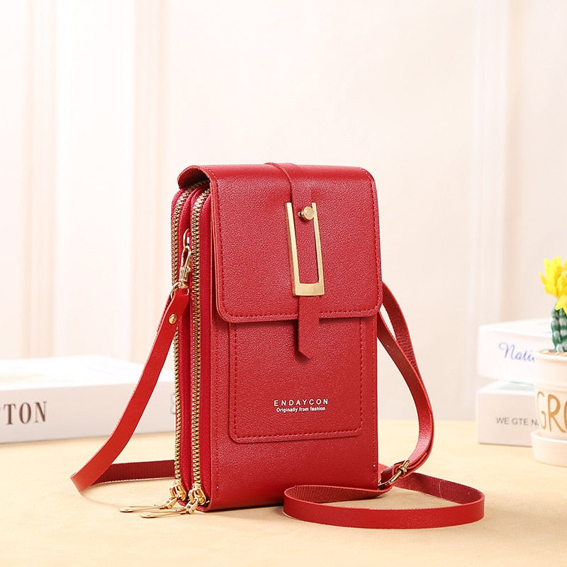 Leather smartphone clutch | ladies handbag with touchscreen window