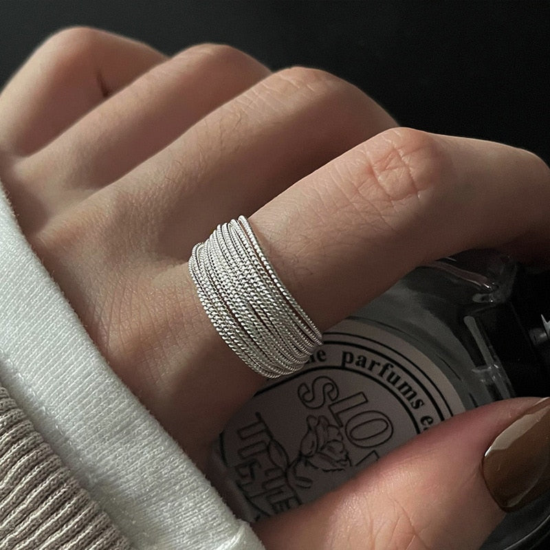 Bold Curve Ring | Ladies 925 Sterling Silver Adjustable Vintage Ring for Special Occasions