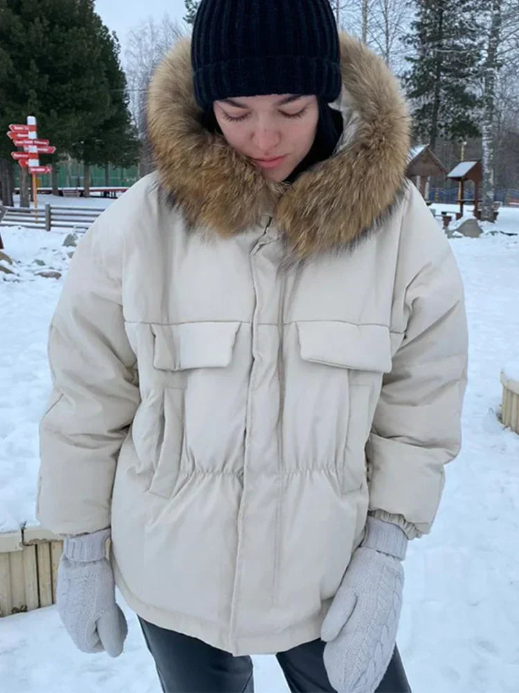 Raccoon fur coat