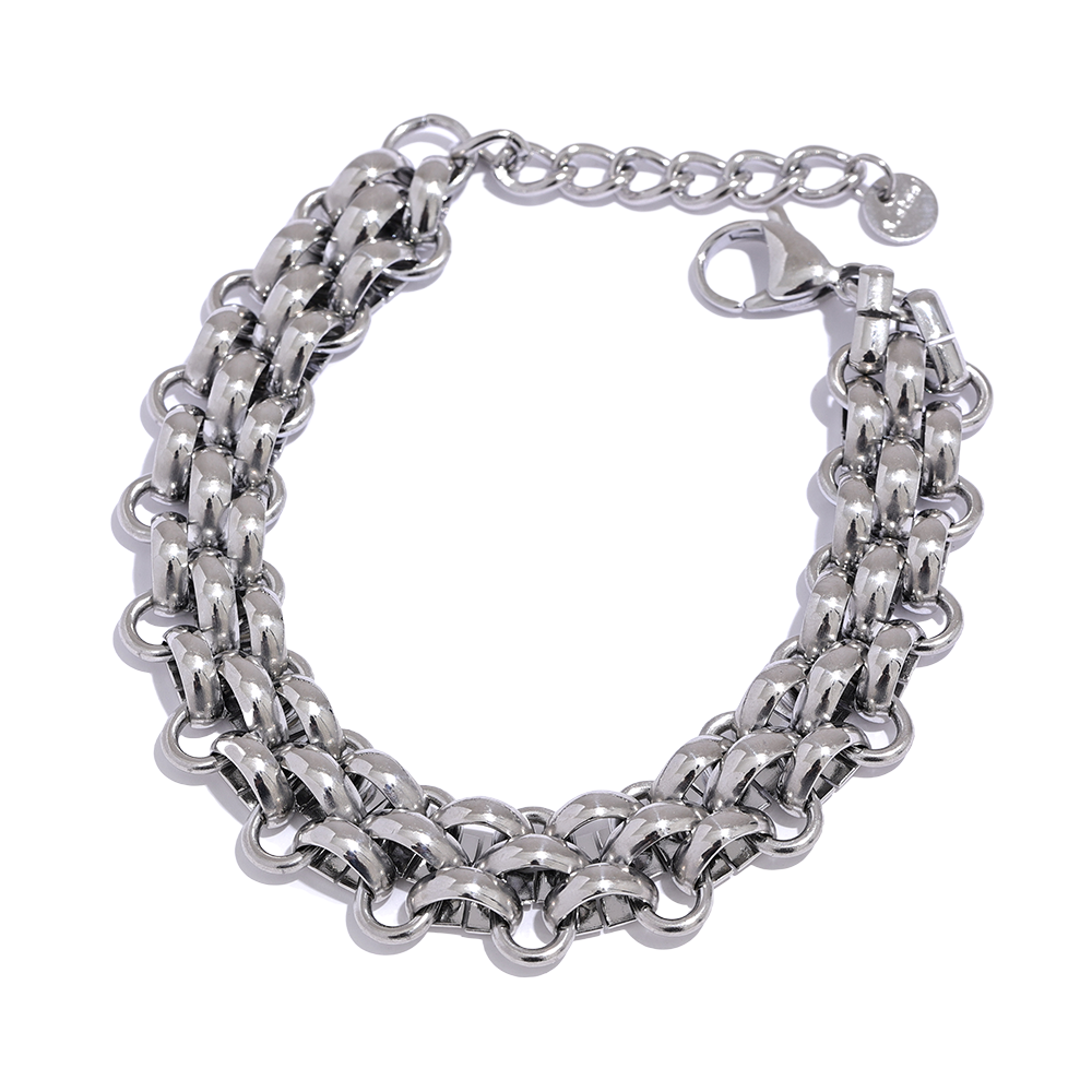 Bold Chain Happiness | Ladies stainless steel bracelet with adjustable Cuban link design