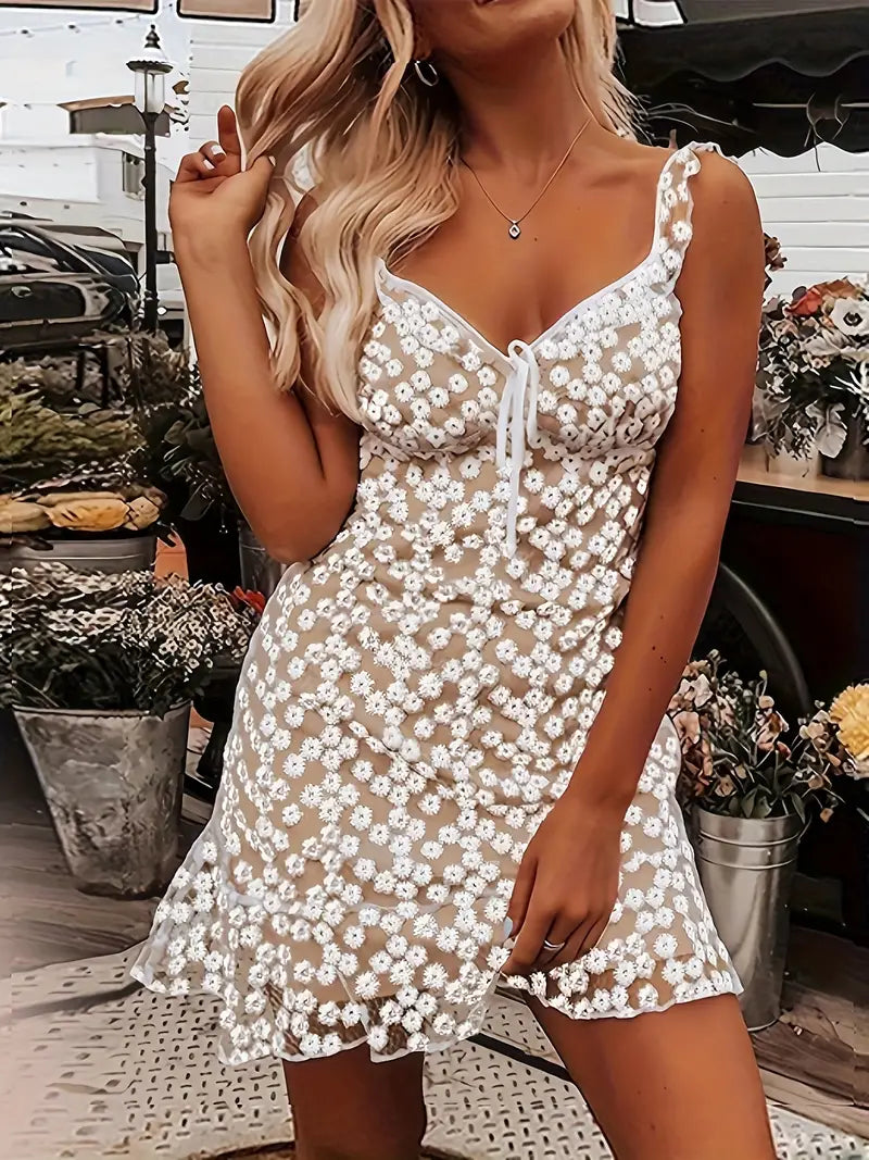 Monochrome dress with floral pattern