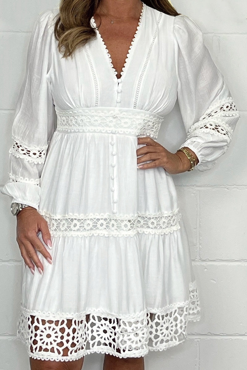 Cotton dress with V-neck