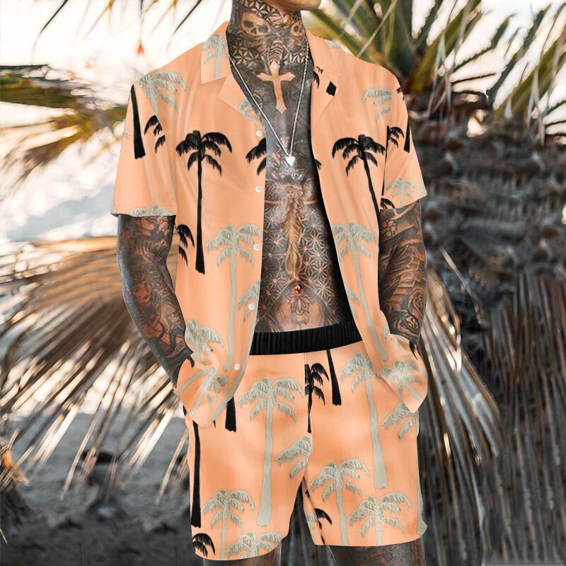 Loose shirt Casual men's suit with short sleeves