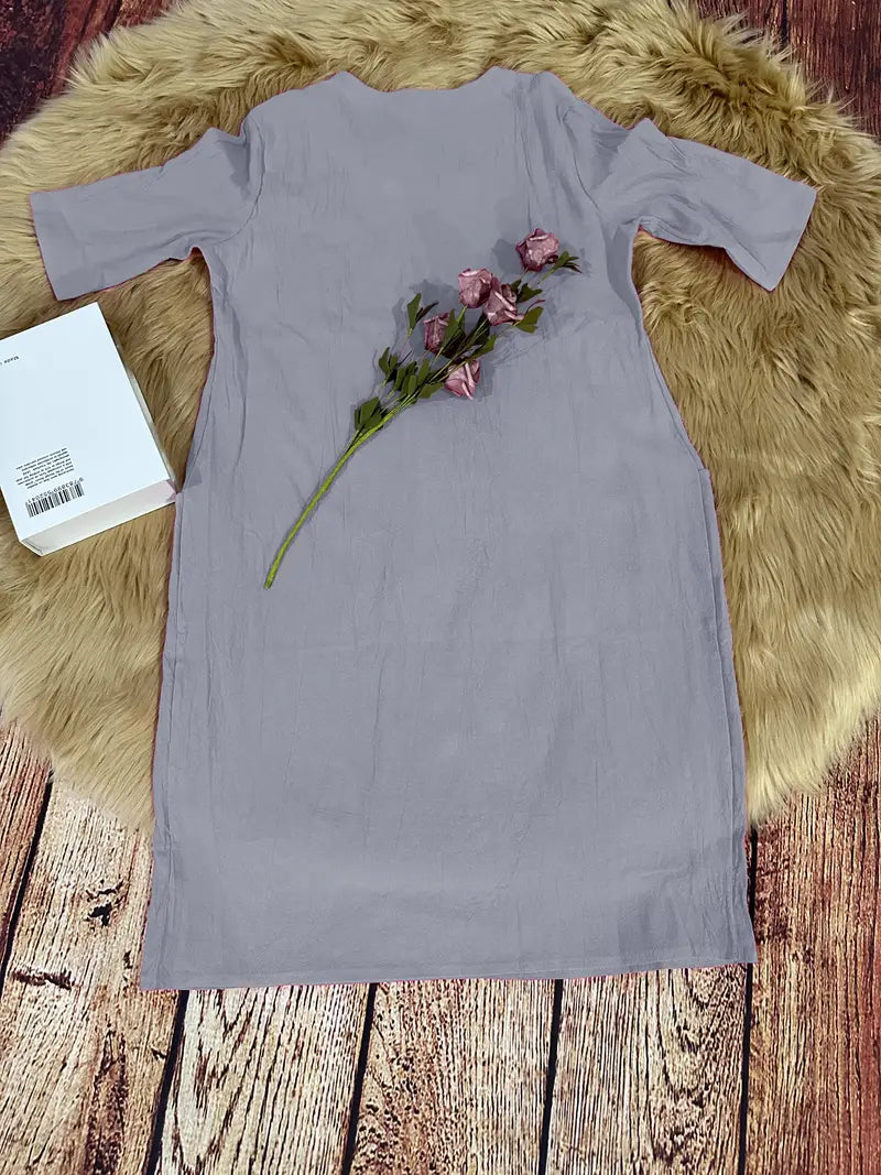 Simple casual dress with pockets and half sleeves