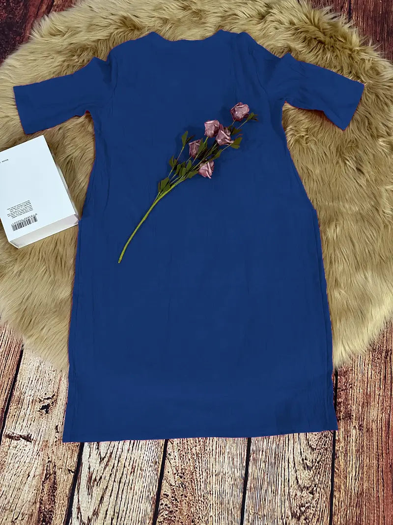 Simple casual dress with pockets and half sleeves