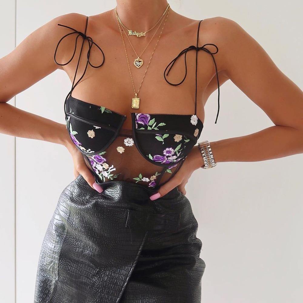 Luxurious lingerie in floral transparent