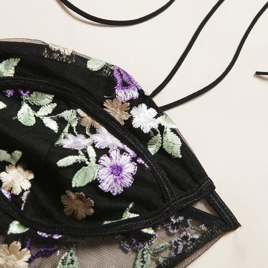 Luxurious lingerie in floral transparent