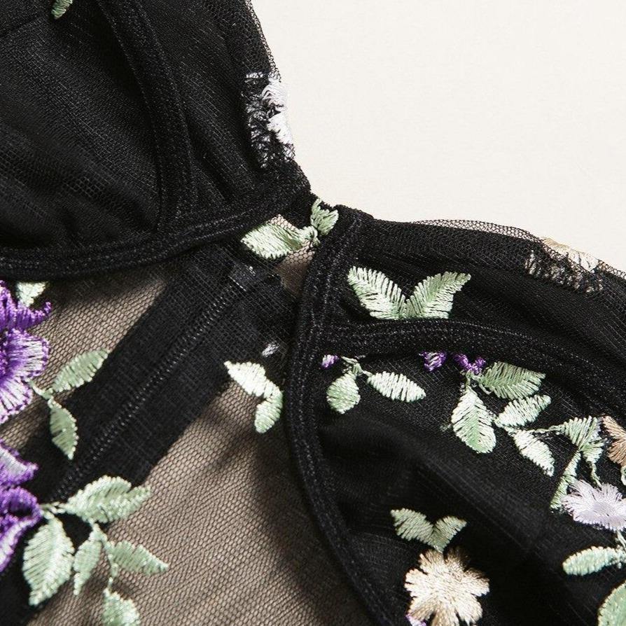 Luxurious lingerie in floral transparent