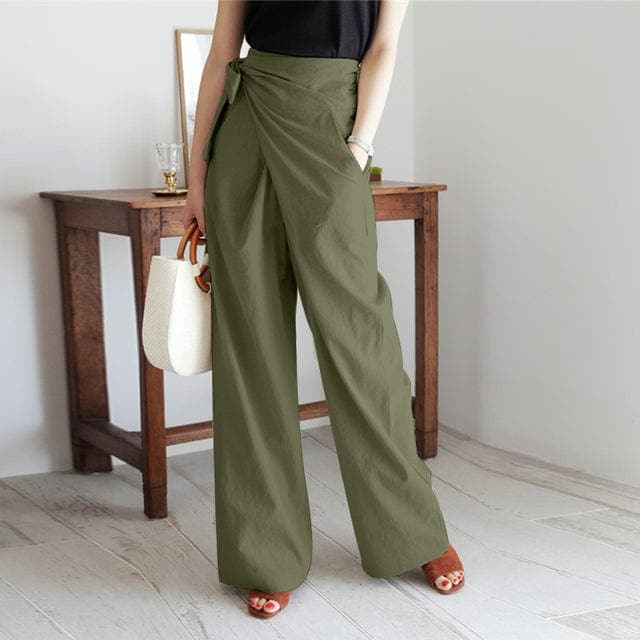 Elegant wrap pants with a high waist