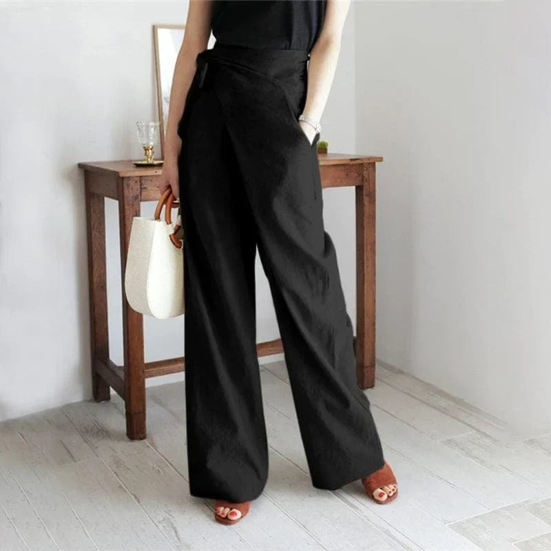 Elegant wrap pants with a high waist