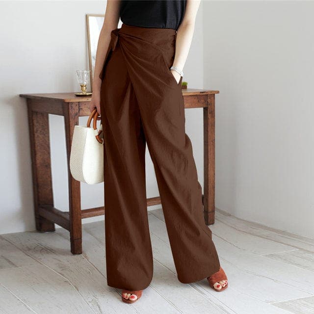 Elegant wrap pants with a high waist
