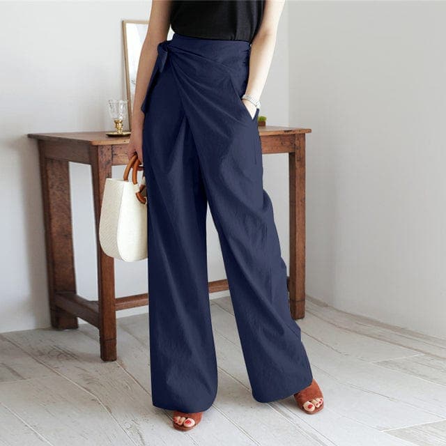 Elegant wrap pants with a high waist