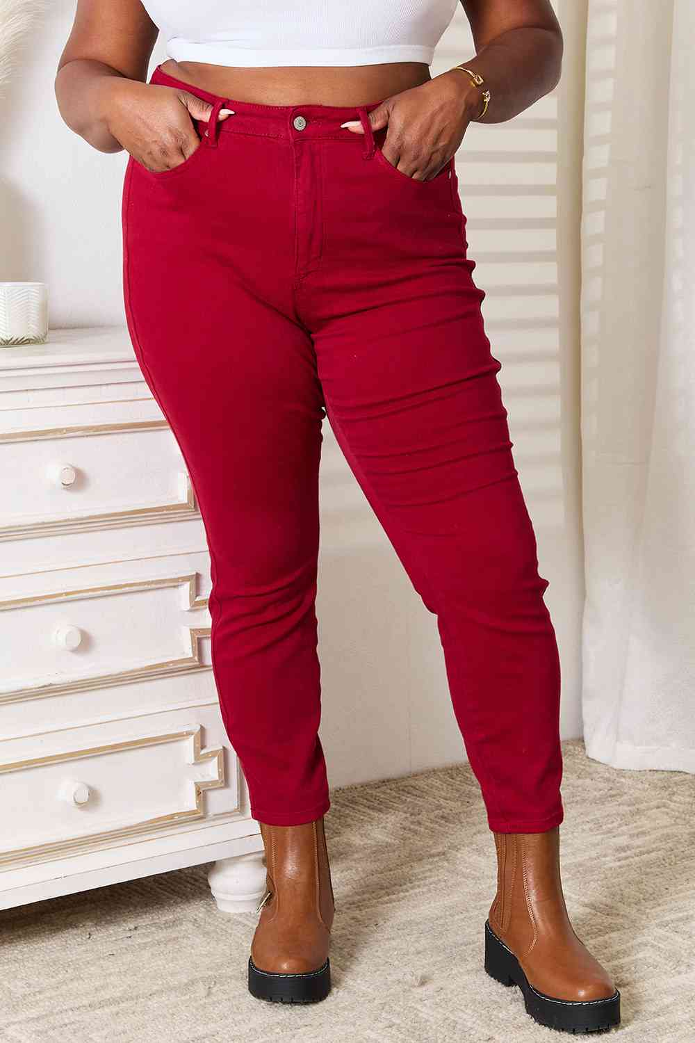 Skinny jeans with a high waist