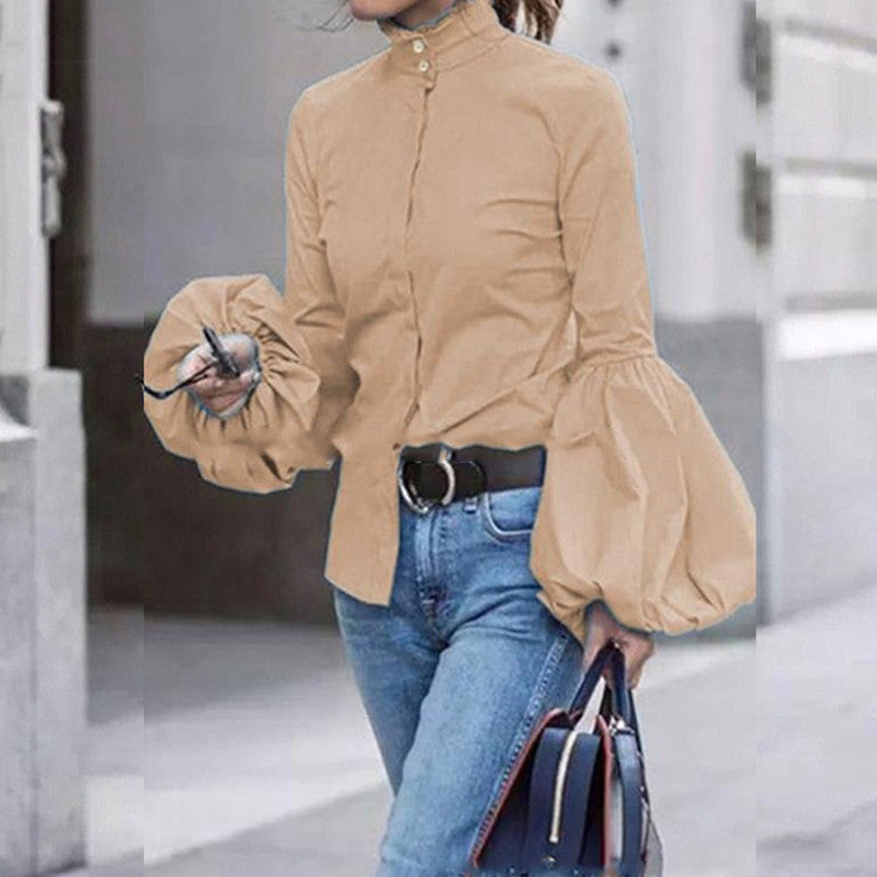 Autumn women's blouse lantern long sleeve shirt