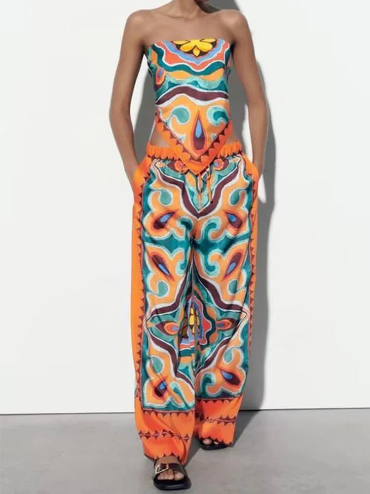 Two-piece set | Women's top and pants in Ibiza style