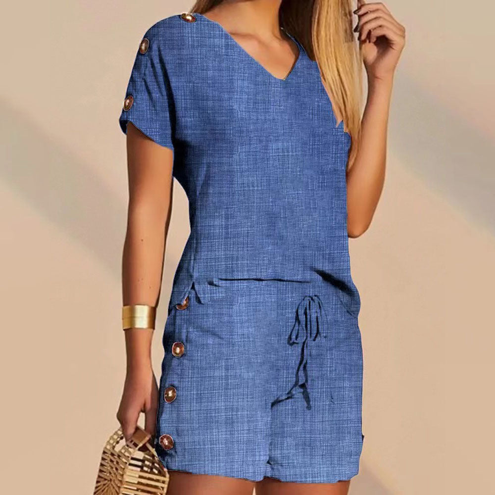 Comfortable designer shorts with decorative buttons