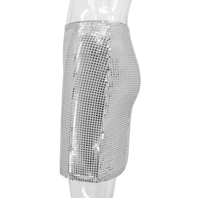 Slim fit mesh sequin pack hip fashion skirt