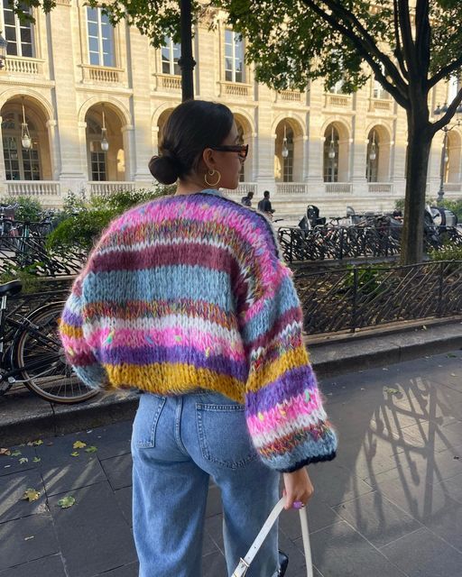 Striped open sweater