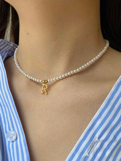 Personalized pearl necklace with initials