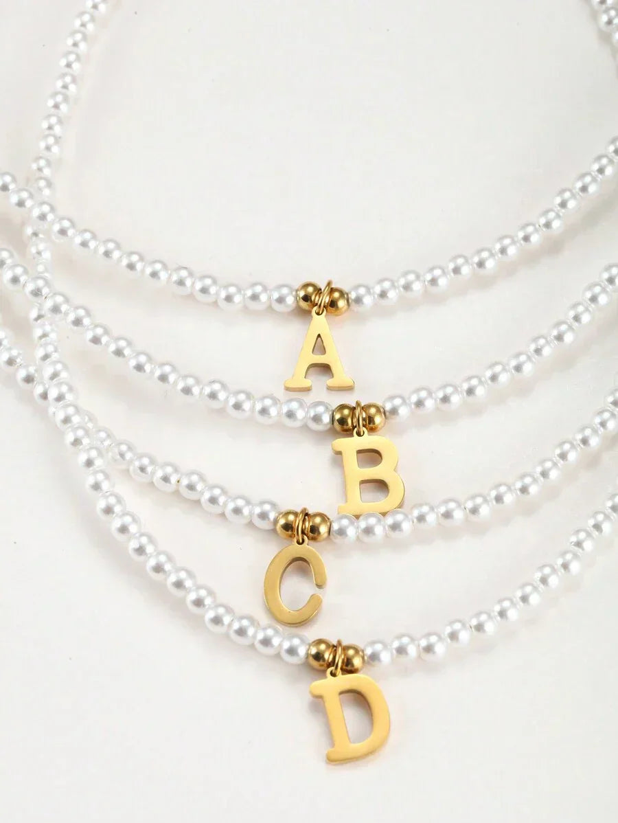 Personalized pearl necklace with initials