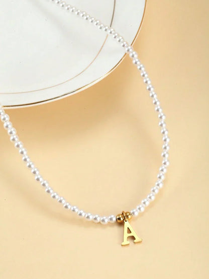 Personalized pearl necklace with initials