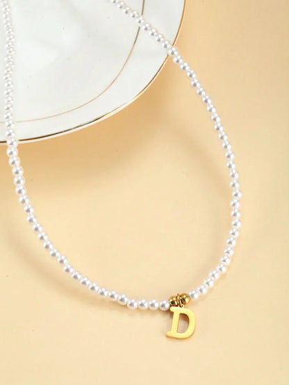 Personalized pearl necklace with initials