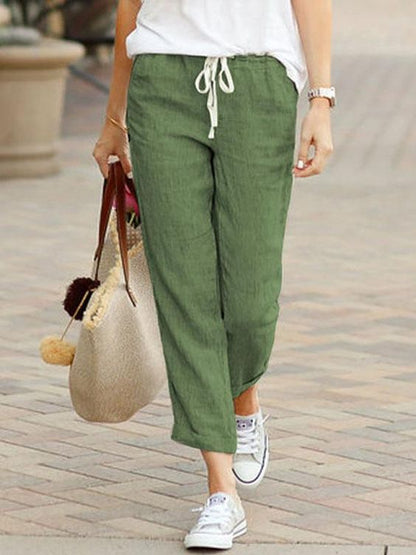 Cotton trousers with drawstring