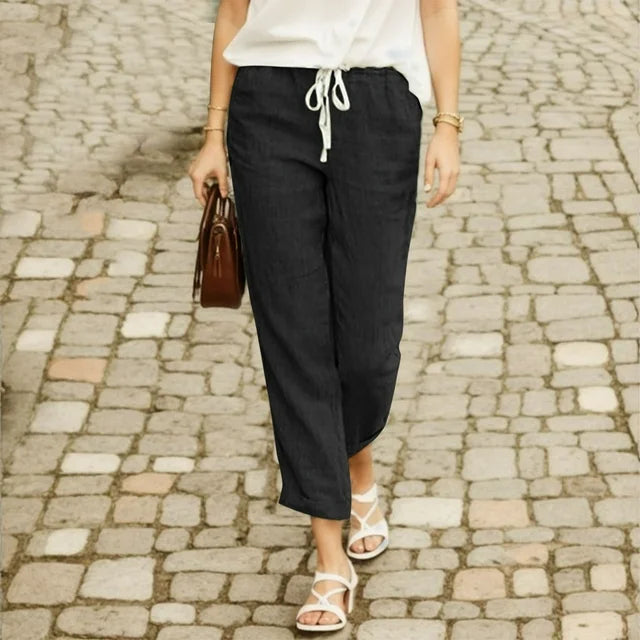 Cotton trousers with drawstring