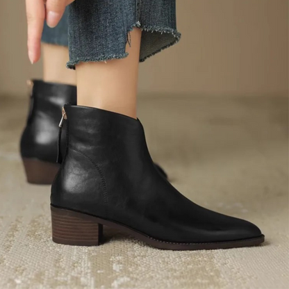 Modern pointed ankle boot with side zipper - women's ankle boots