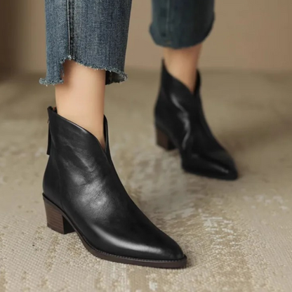 Modern pointed ankle boot with side zipper - women's ankle boots